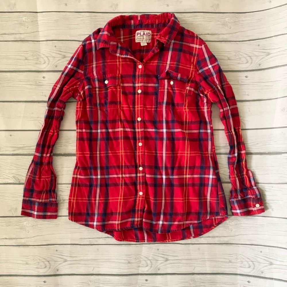 Old Navy red plaid shirt-small